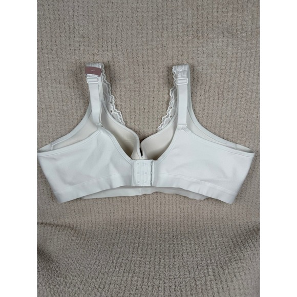 Cacique 46C White Lace Trim Lightly Lined No Wire Full Coverage Bra NWT - Picture 4 of 6